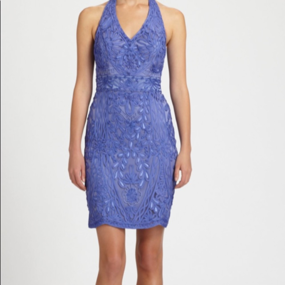 Sue Wong Lavender Lace Halter Dress